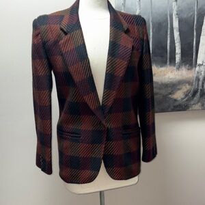 100% wool Chic Multicolor Plaid Blazer
